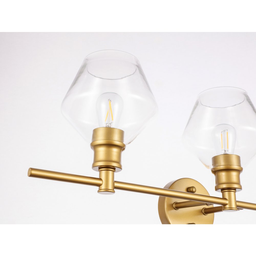 Gene 3 light Brass and Clear glass Wall sconce