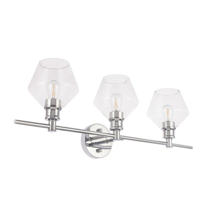 Gene 3 light Chrome and Clear glass Wall sconce