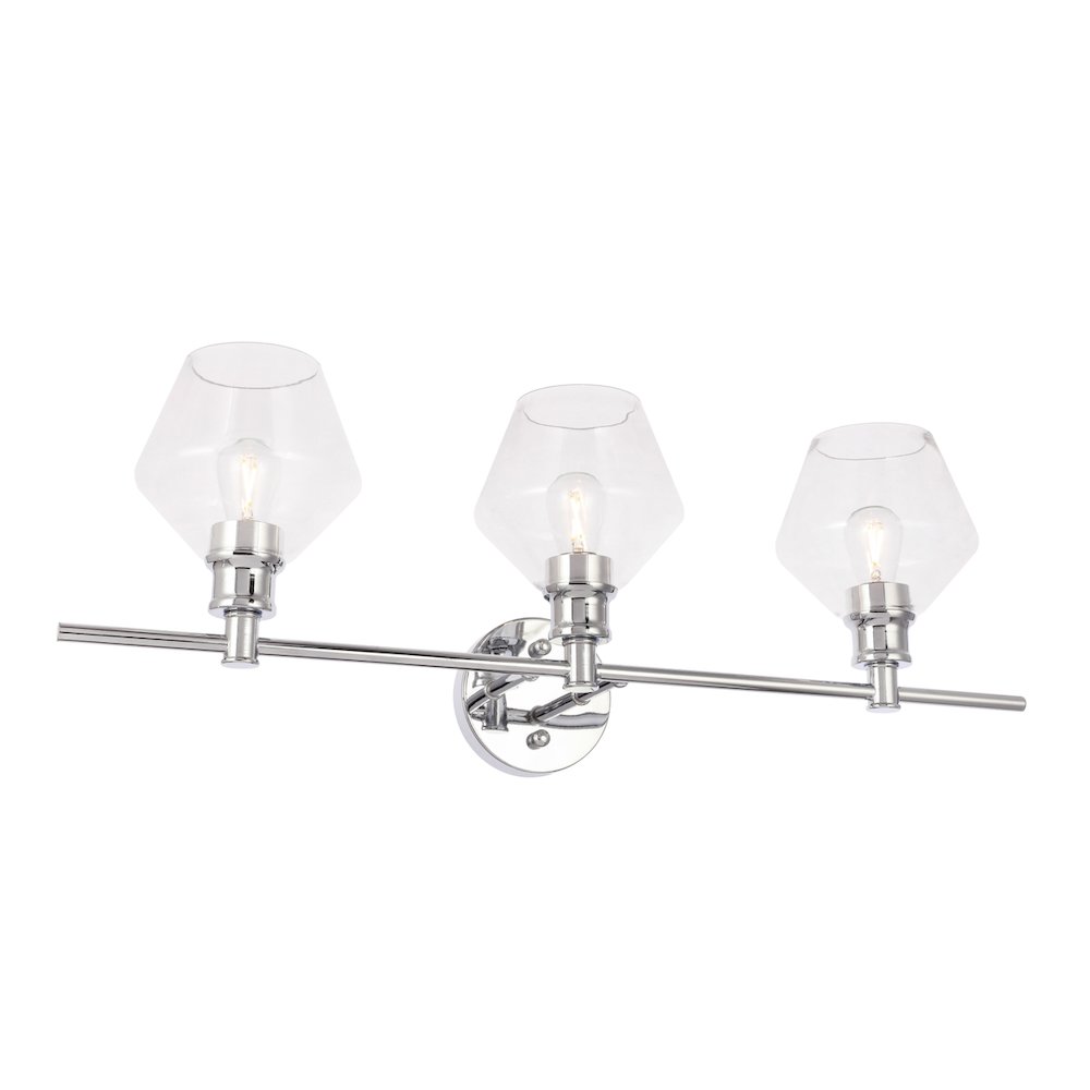 Gene 3 light Chrome and Clear glass Wall sconce