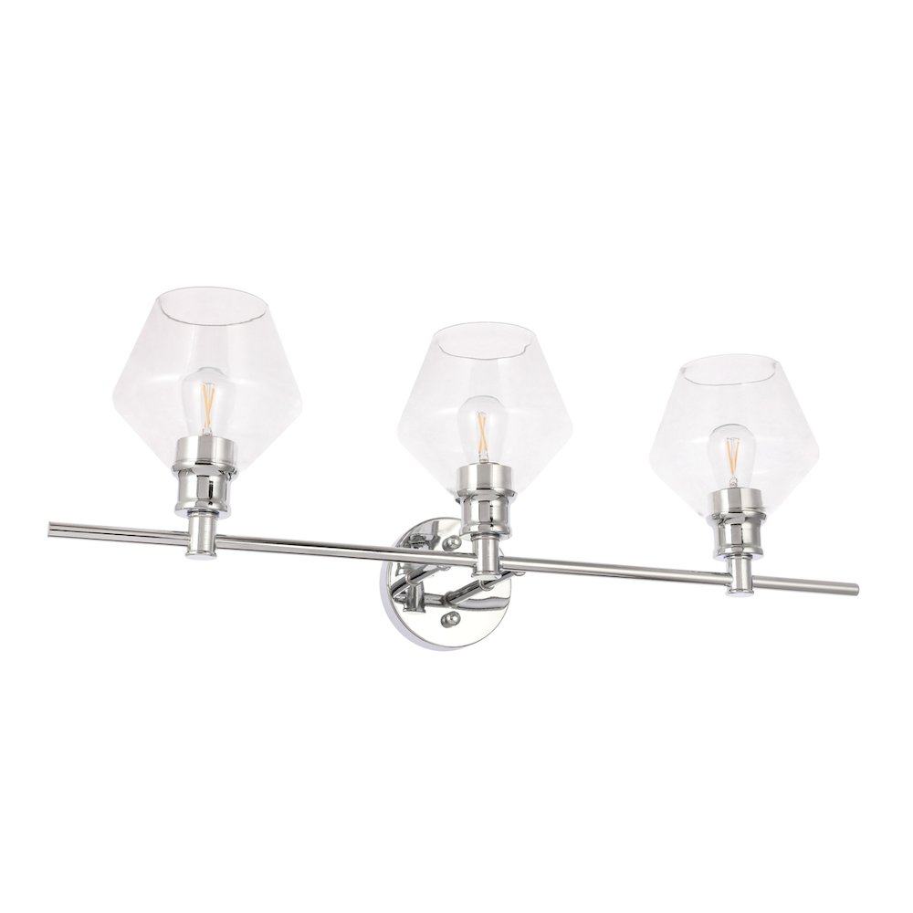 Gene 3 light Chrome and Clear glass Wall sconce