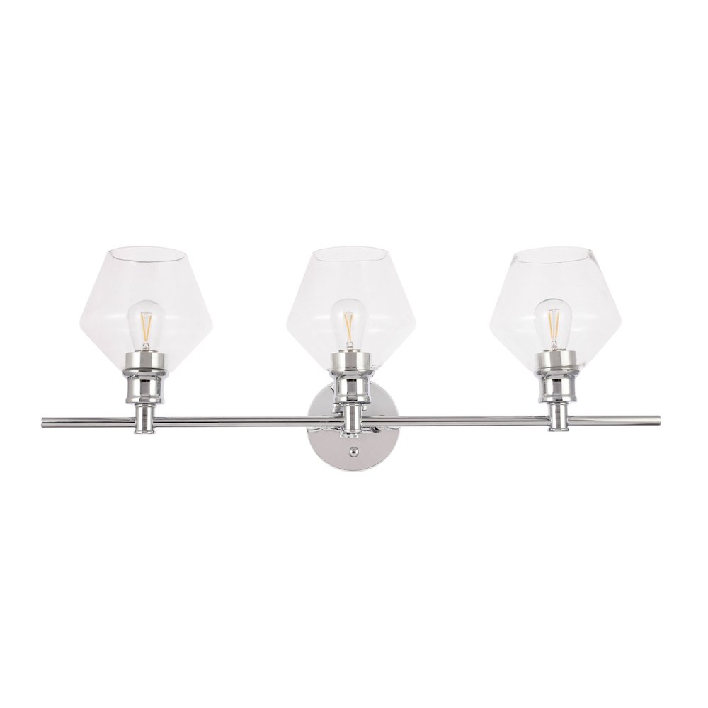 Gene 3 light Chrome and Clear glass Wall sconce