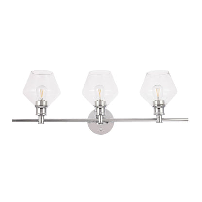 Gene 3 light Chrome and Clear glass Wall sconce