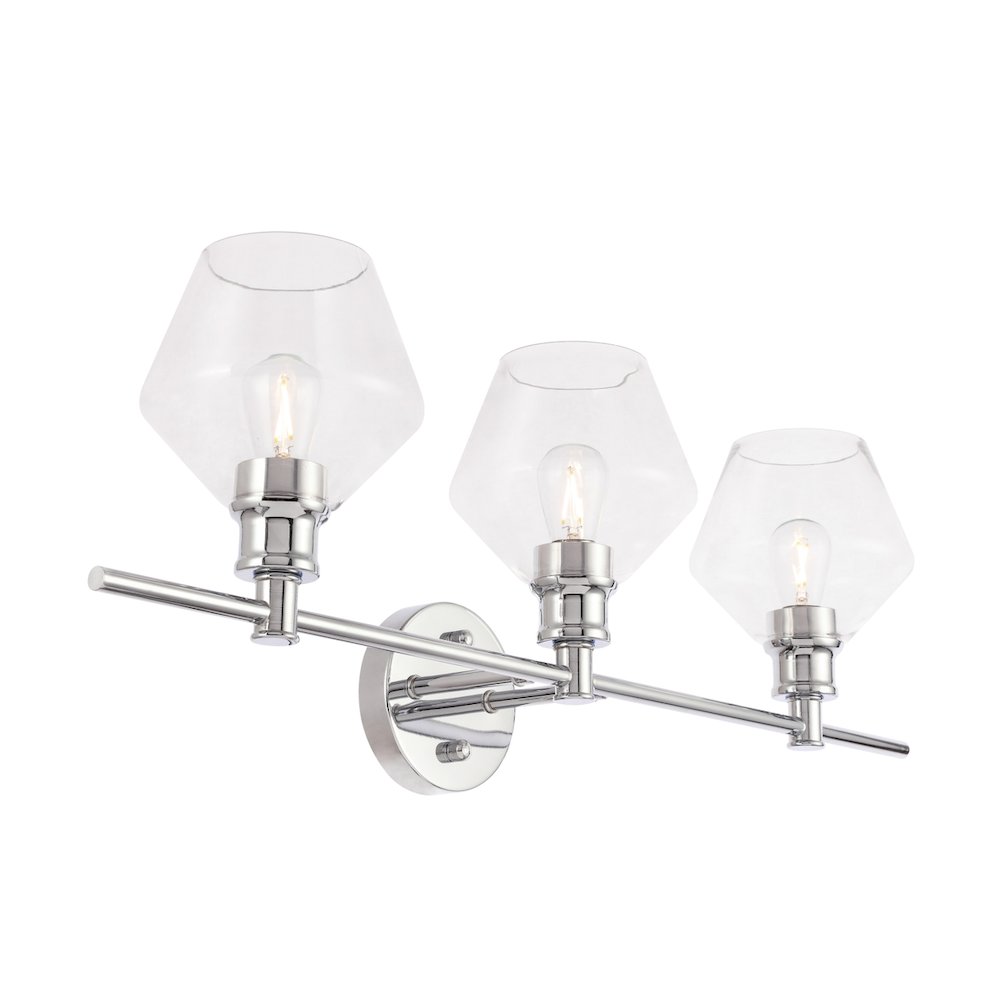 Gene 3 light Chrome and Clear glass Wall sconce