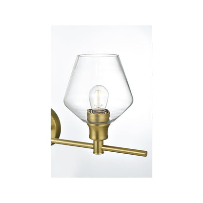 Gene 3 Light Satin Gold and Clear Glass Wall Sconce