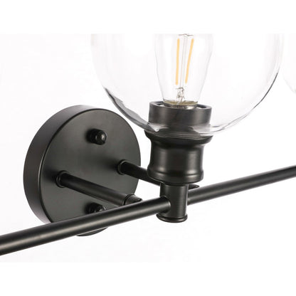 Collier 3 light Black and Clear glass Wall sconce