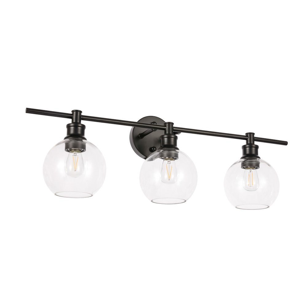 Collier 3 light Black and Clear glass Wall sconce