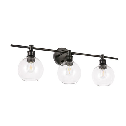 Collier 3 light Black and Clear glass Wall sconce