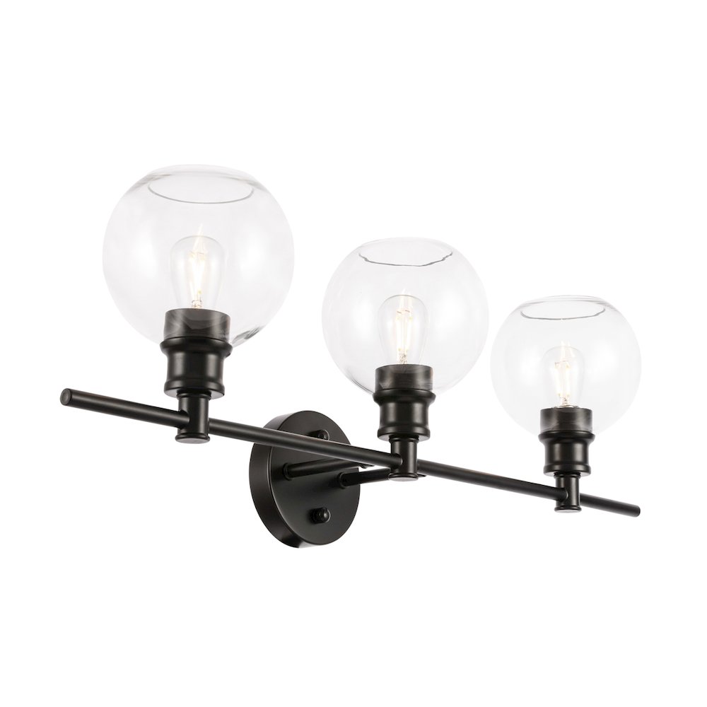 Collier 3 light Black and Clear glass Wall sconce