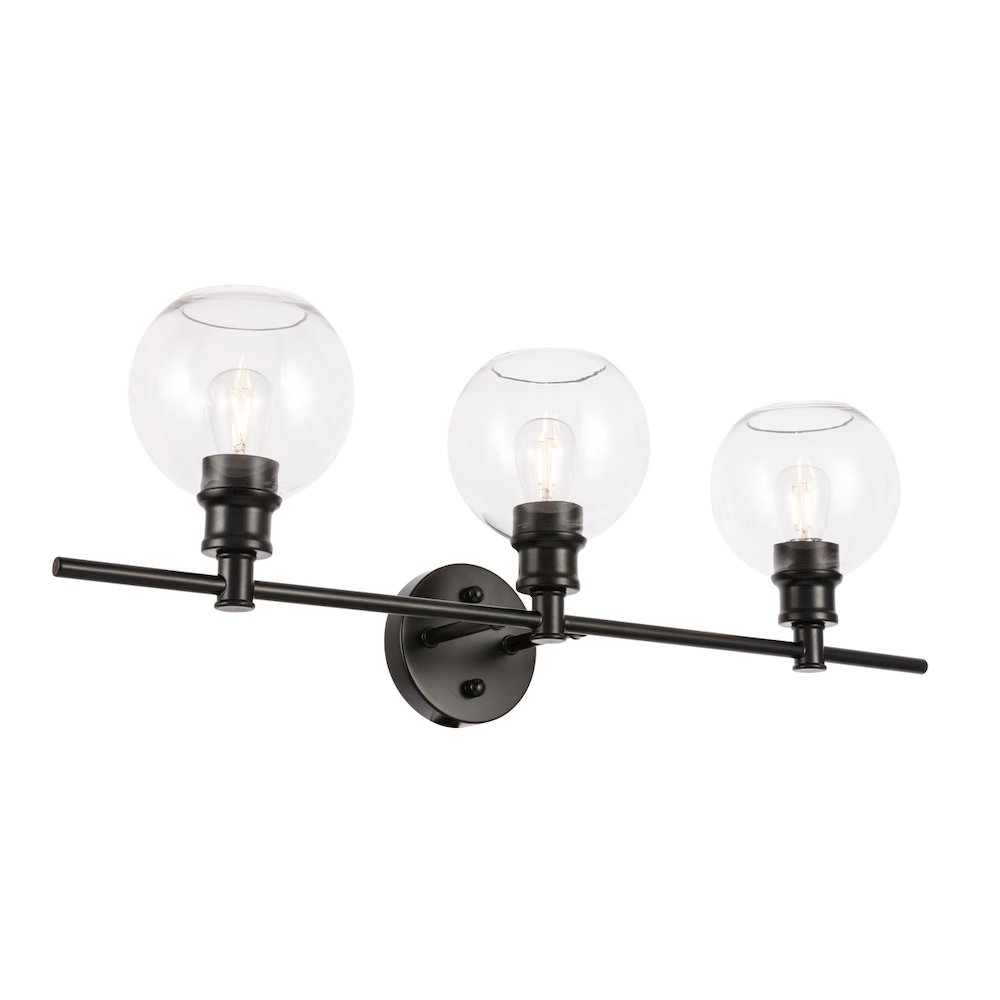 Collier 3 light Black and Clear glass Wall sconce