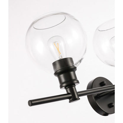 Collier 3 light Black and Clear glass Wall sconce