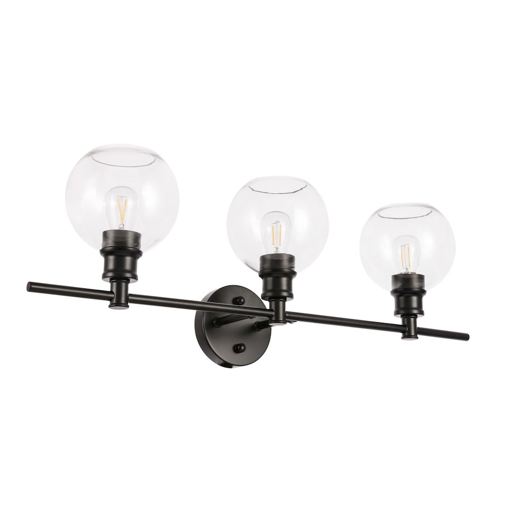 Collier 3 light Black and Clear glass Wall sconce