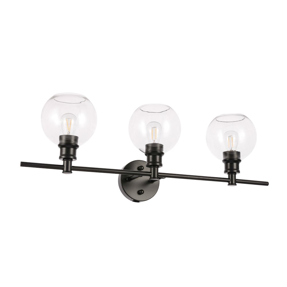 Collier 3 light Black and Clear glass Wall sconce