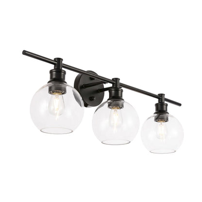Collier 3 light Black and Clear glass Wall sconce