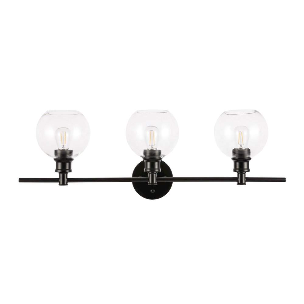 Collier 3 light Black and Clear glass Wall sconce