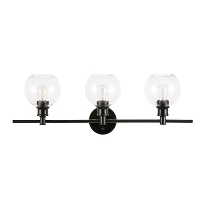 Collier 3 light Black and Clear glass Wall sconce