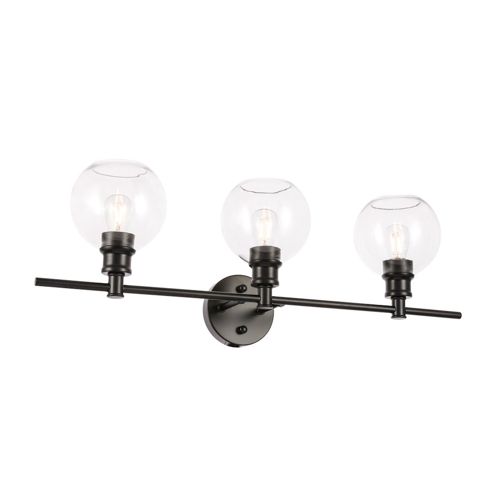 Collier 3 light Black and Clear glass Wall sconce