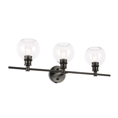 Collier 3 light Black and Clear glass Wall sconce