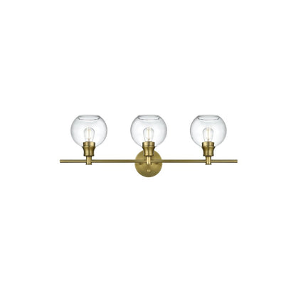 Collier 3 Light Satin Gold and Clear Glass Wall Sconce