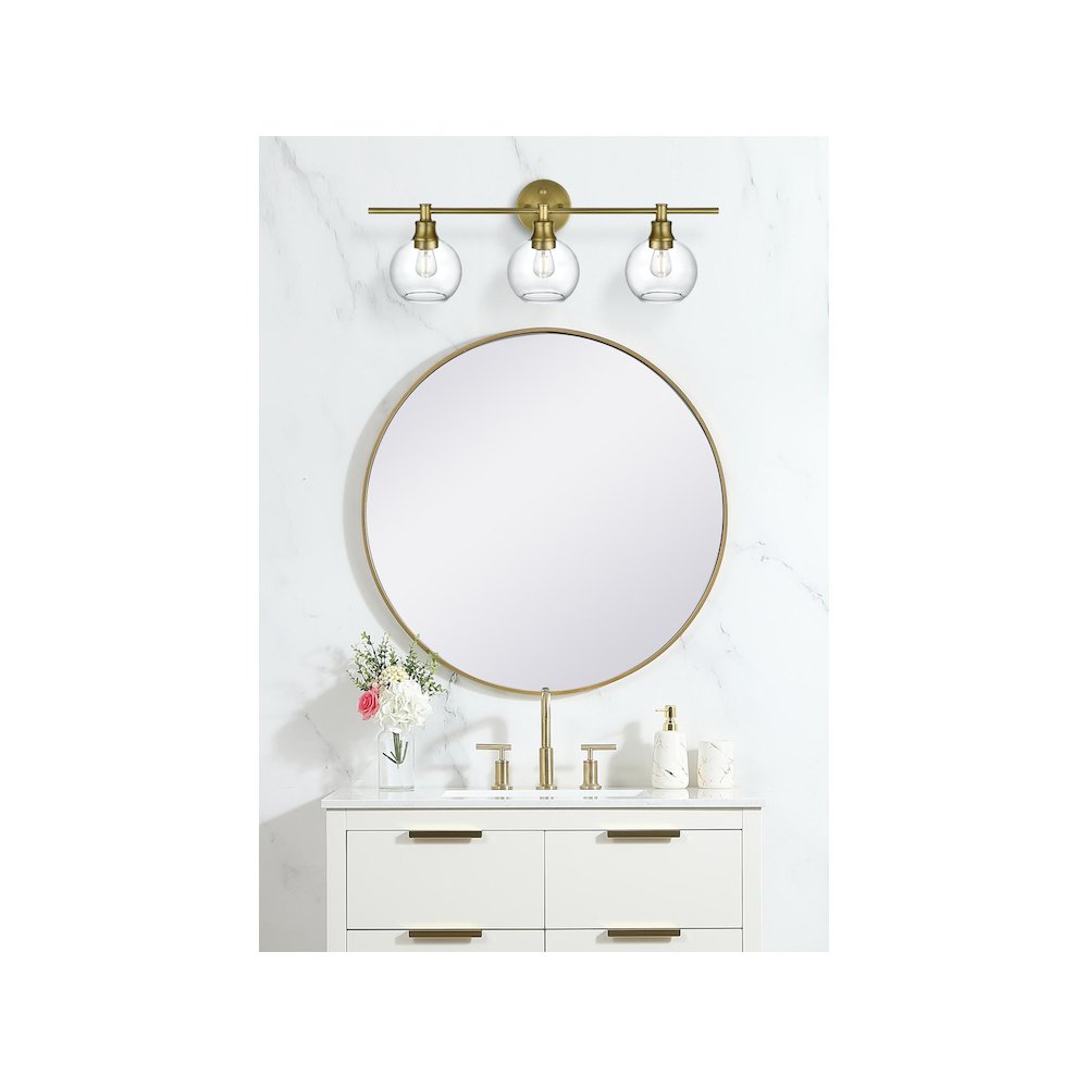 Collier 3 Light Satin Gold and Clear Glass Wall Sconce