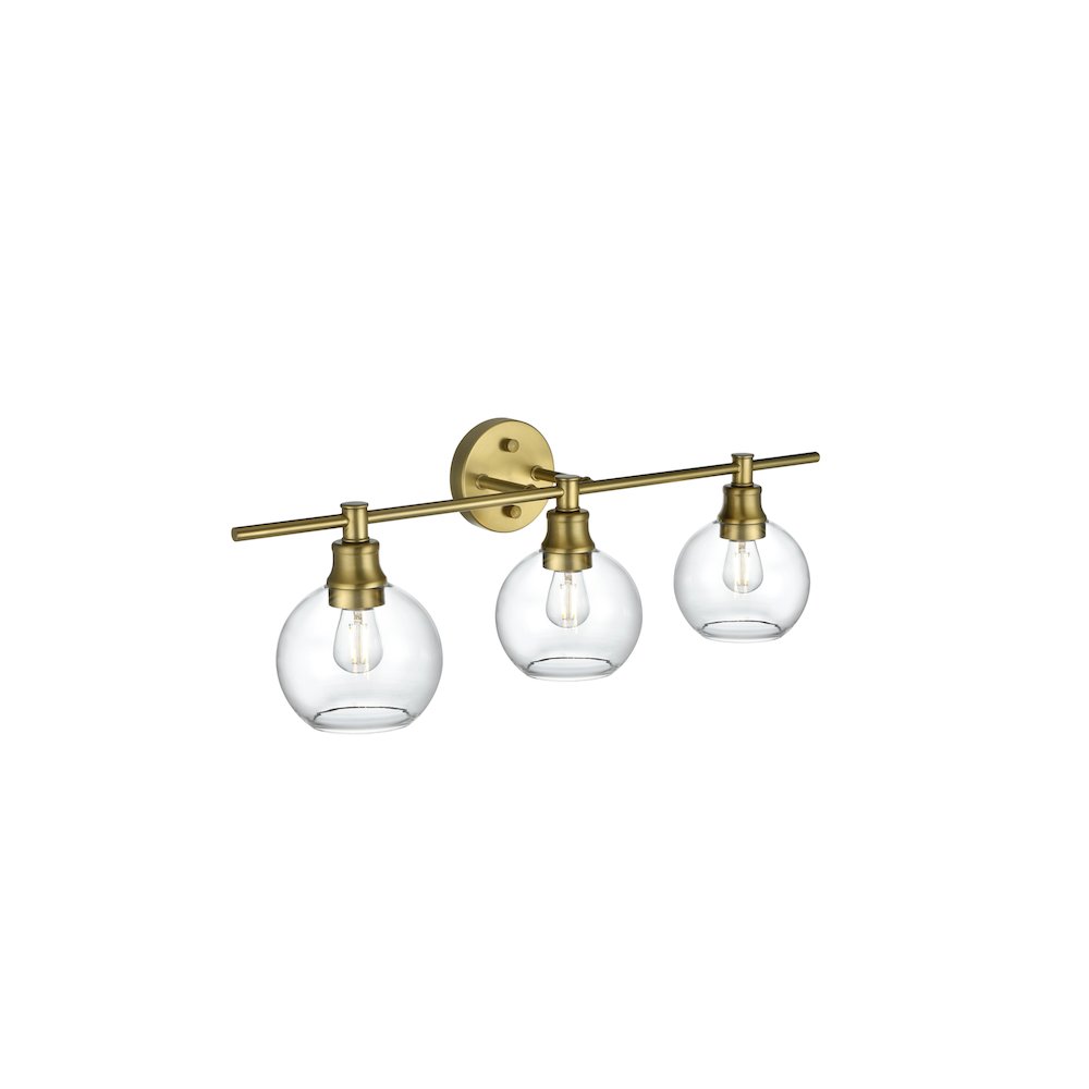 Collier 3 Light Satin Gold and Clear Glass Wall Sconce