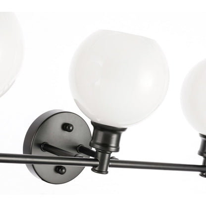 Collier 3 light Black and Frosted white glass Wall sconce