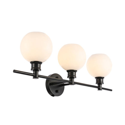 Collier 3 light Black and Frosted white glass Wall sconce