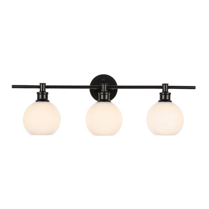 Collier 3 light Black and Frosted white glass Wall sconce