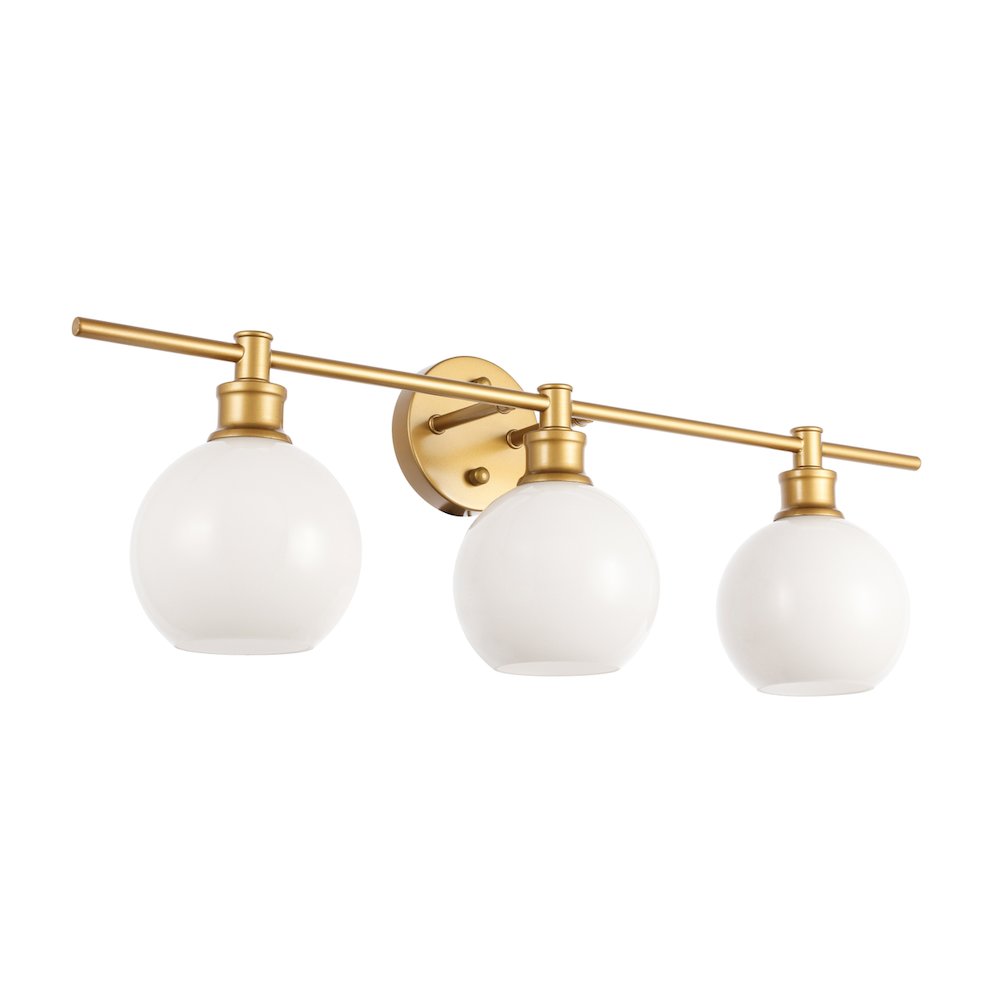 Collier 3 light Brass and Frosted white glass Wall sconce