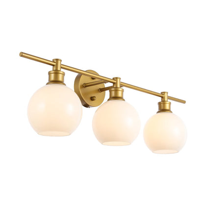 Collier 3 light Brass and Frosted white glass Wall sconce