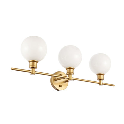 Collier 3 light Brass and Frosted white glass Wall sconce