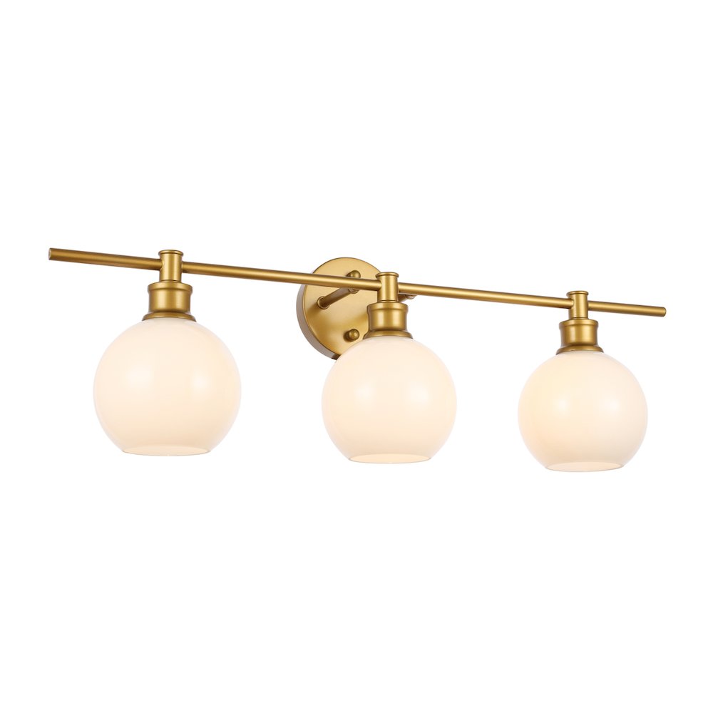 Collier 3 light Brass and Frosted white glass Wall sconce