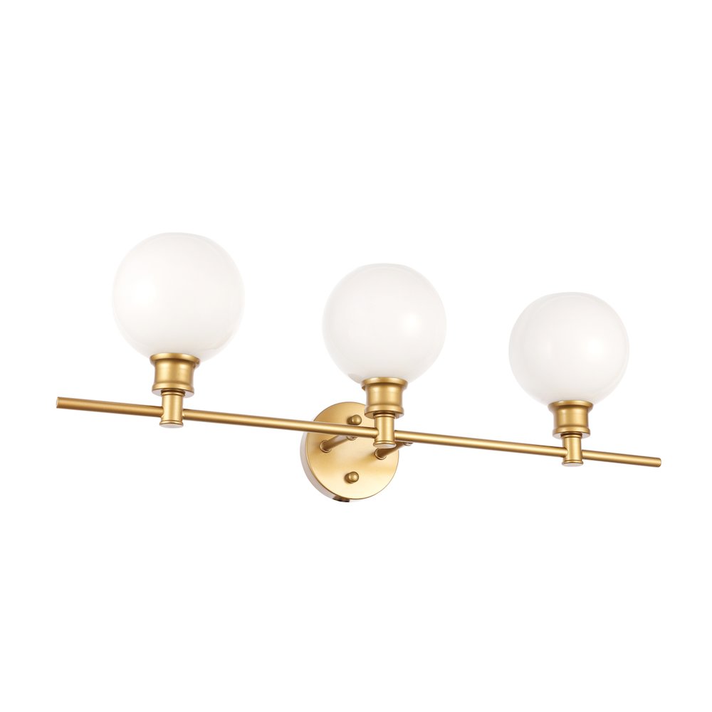 Collier 3 light Brass and Frosted white glass Wall sconce