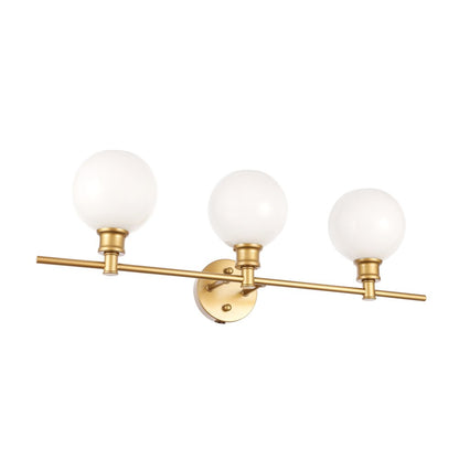 Collier 3 light Brass and Frosted white glass Wall sconce