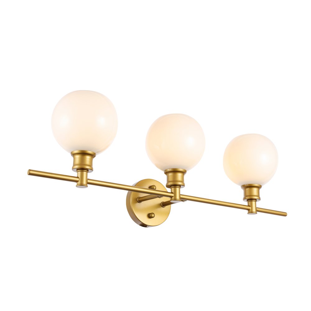 Collier 3 light Brass and Frosted white glass Wall sconce