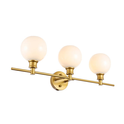 Collier 3 light Brass and Frosted white glass Wall sconce