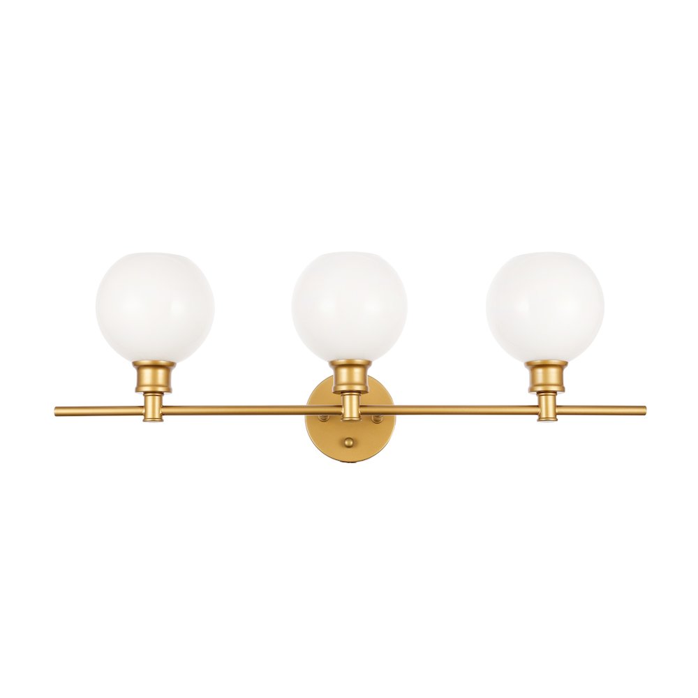 Collier 3 light Brass and Frosted white glass Wall sconce