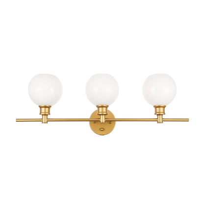 Collier 3 light Brass and Frosted white glass Wall sconce