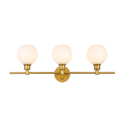 Collier 3 light Brass and Frosted white glass Wall sconce