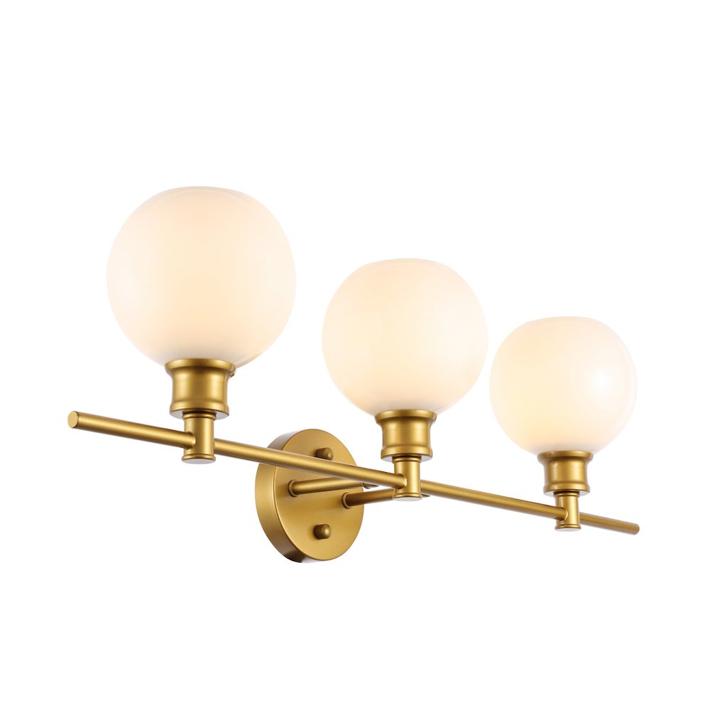 Collier 3 light Brass and Frosted white glass Wall sconce