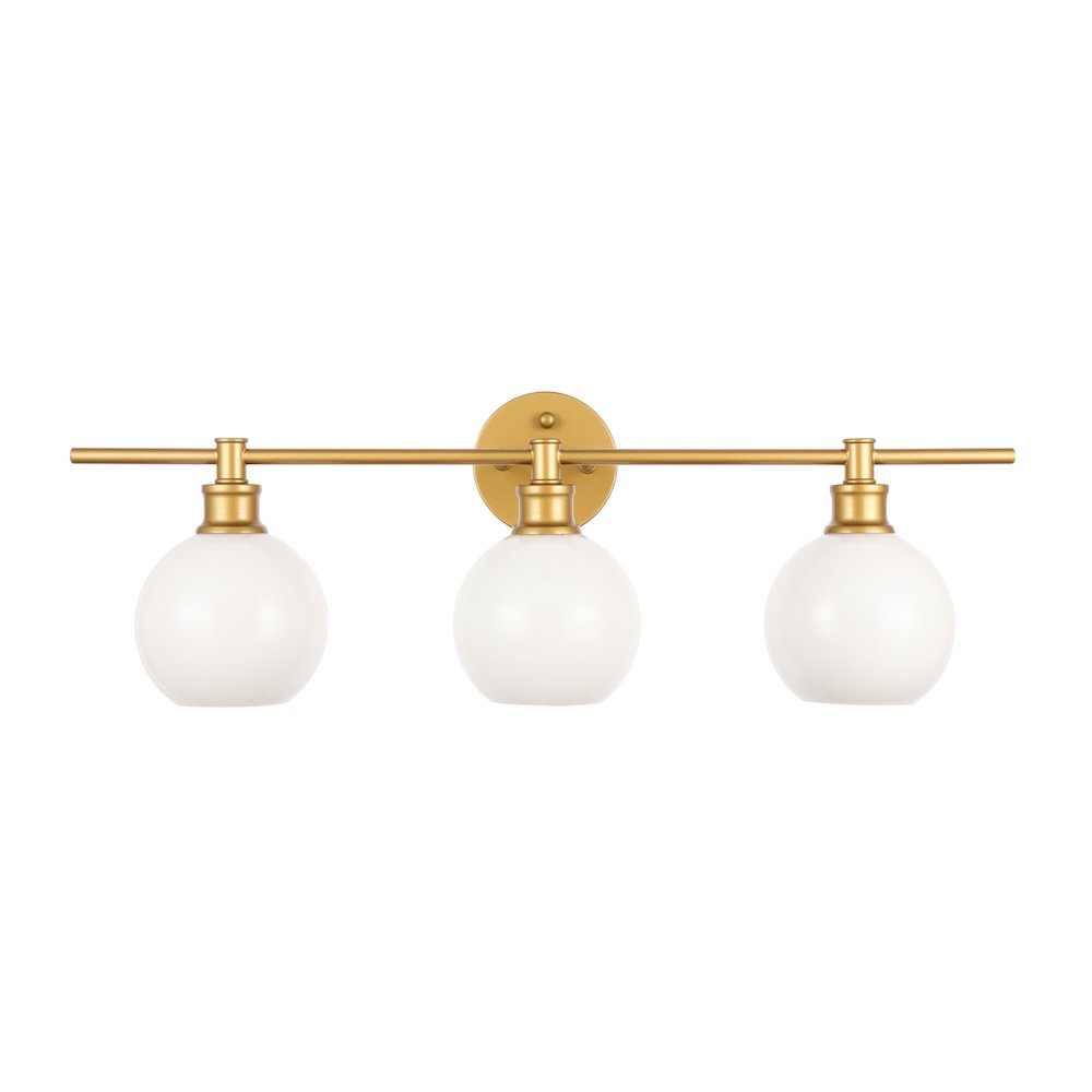 Collier 3 light Brass and Frosted white glass Wall sconce