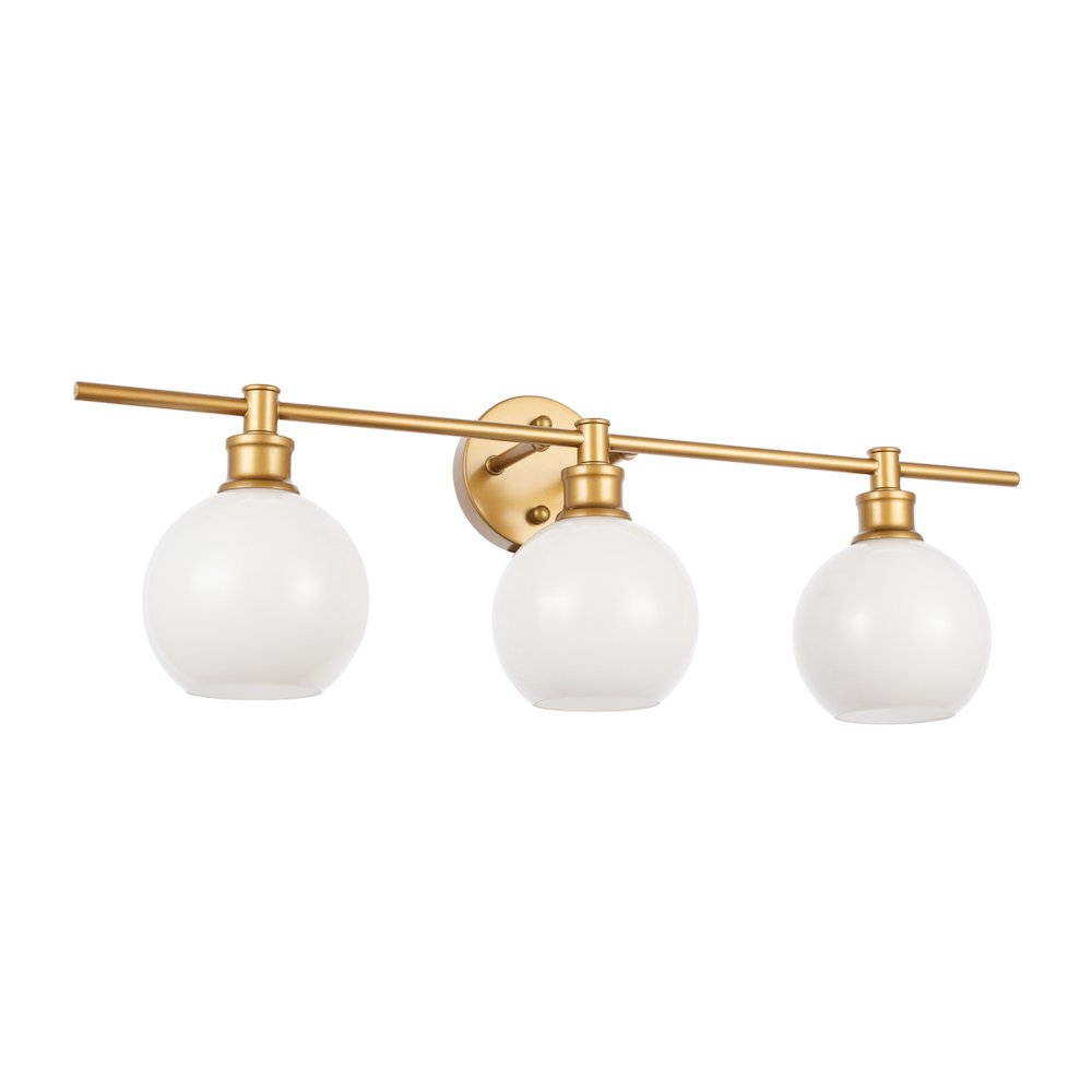 Collier 3 light Brass and Frosted white glass Wall sconce