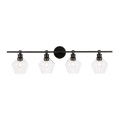 Gene 4 light Black and Clear glass Wall sconce
