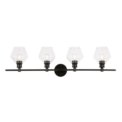 Gene 4 light Black and Clear glass Wall sconce