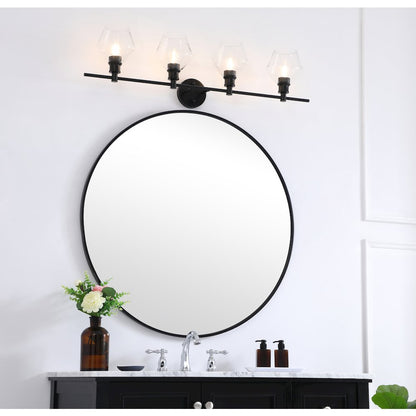 Gene 4 light Black and Clear glass Wall sconce
