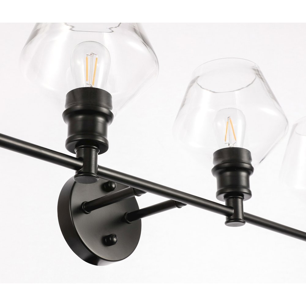 Gene 4 light Black and Clear glass Wall sconce
