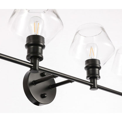 Gene 4 light Black and Clear glass Wall sconce