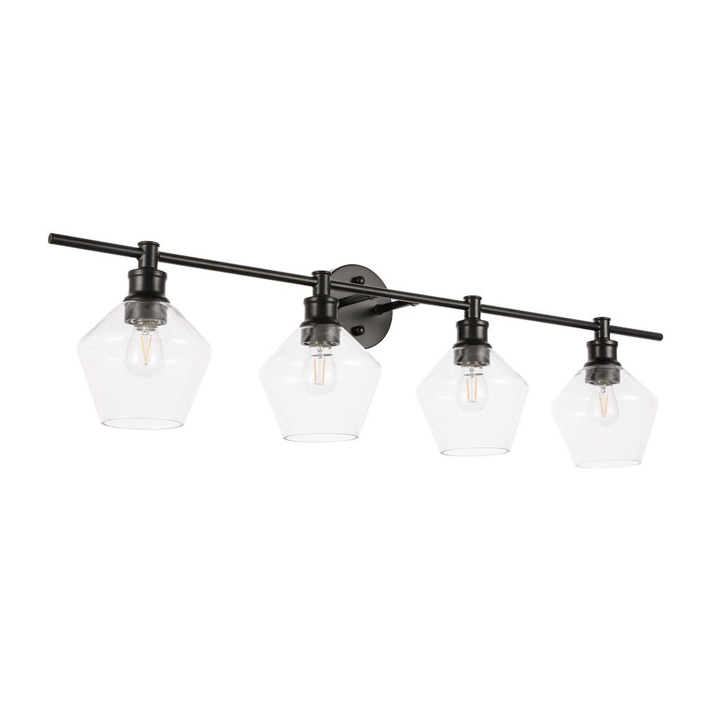 Gene 4 light Black and Clear glass Wall sconce