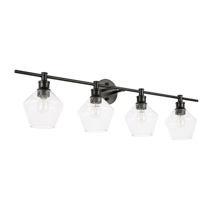 Gene 4 light Black and Clear glass Wall sconce
