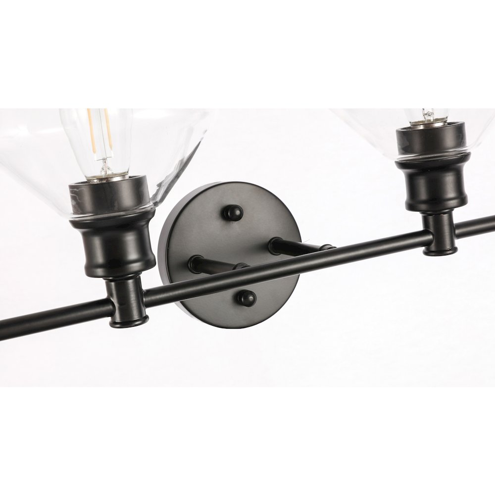 Gene 4 light Black and Clear glass Wall sconce