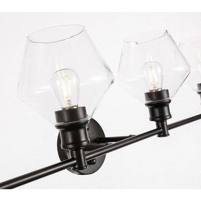 Gene 4 light Black and Clear glass Wall sconce